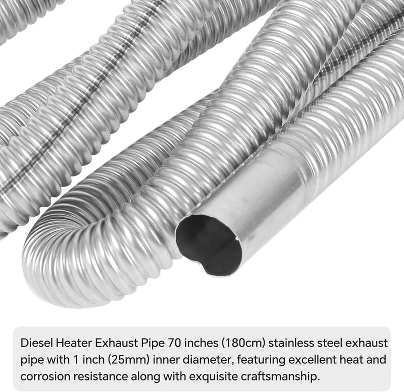 Copgge Stainless Steel Diesel Heater Exhaust Pipe Exhaust Muffler with Air Intake Filter and Pipe Set for Install on RV Camper Trailer Truck Parking Diesel Heater - Image 5